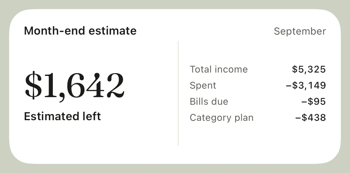 Chirp month-end estimate widget